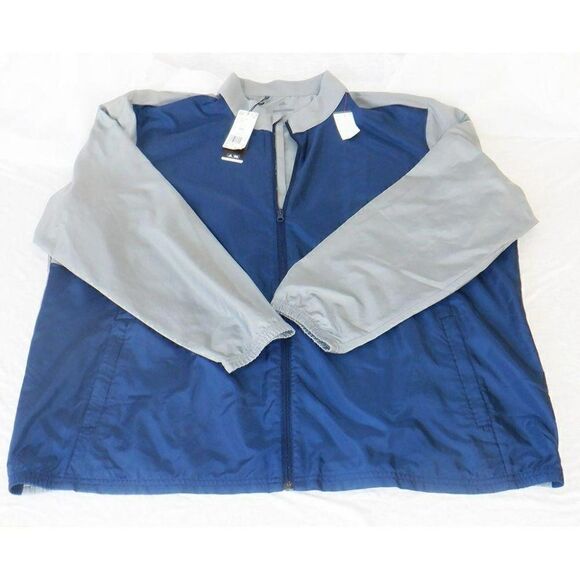 Adidas gray/blue light windbreaker jacket NWT - Picture 1 of 8